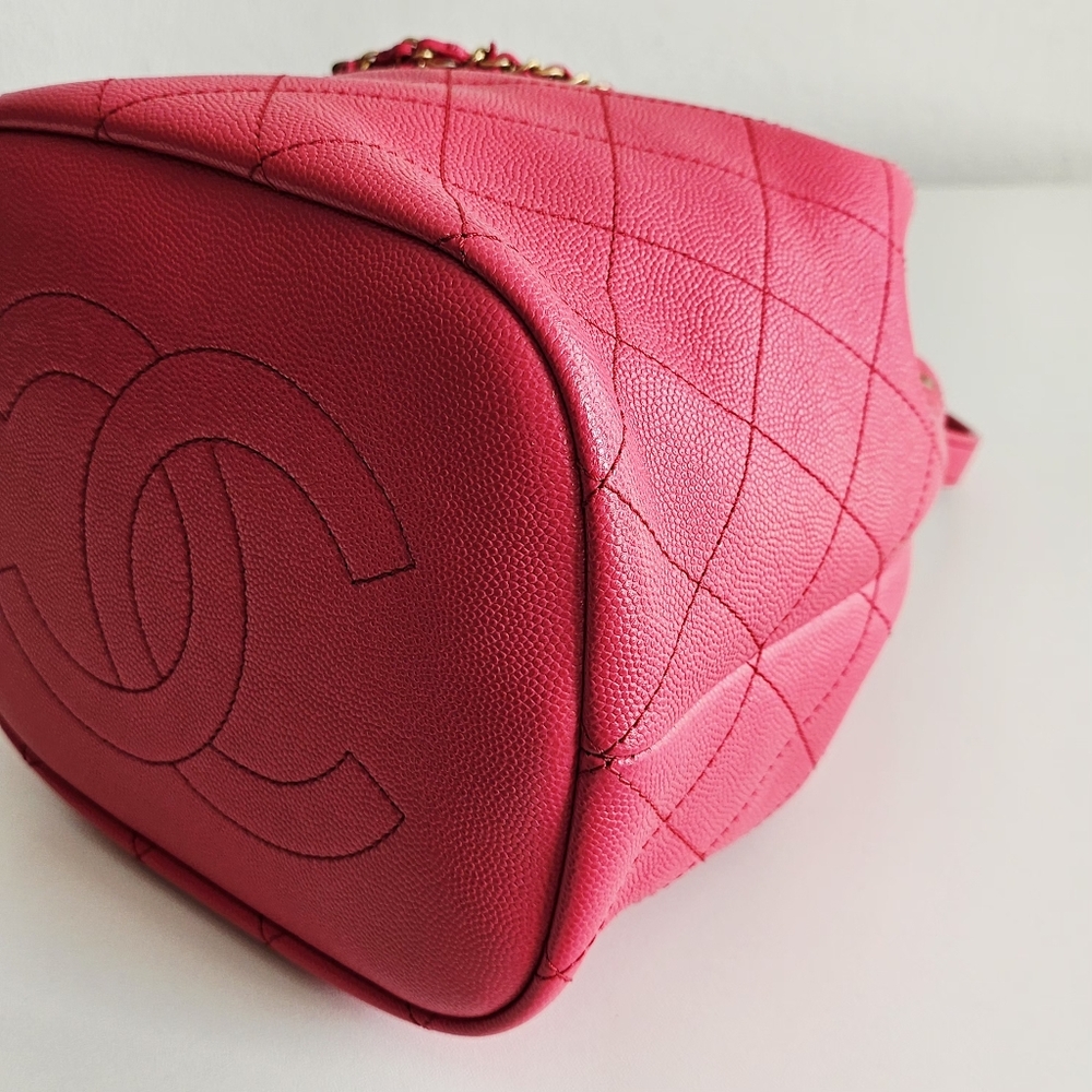 *SOLD* Chanel Pink Caviar Mini Bucket Bag - Picture 6 of 14